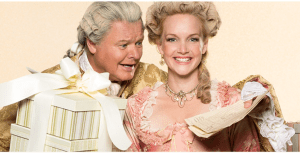 Geraint Wyn Davies as Sir Peter Teazle and Shannon Taylor as Lady Teazle. Photo by Lynda Churilla